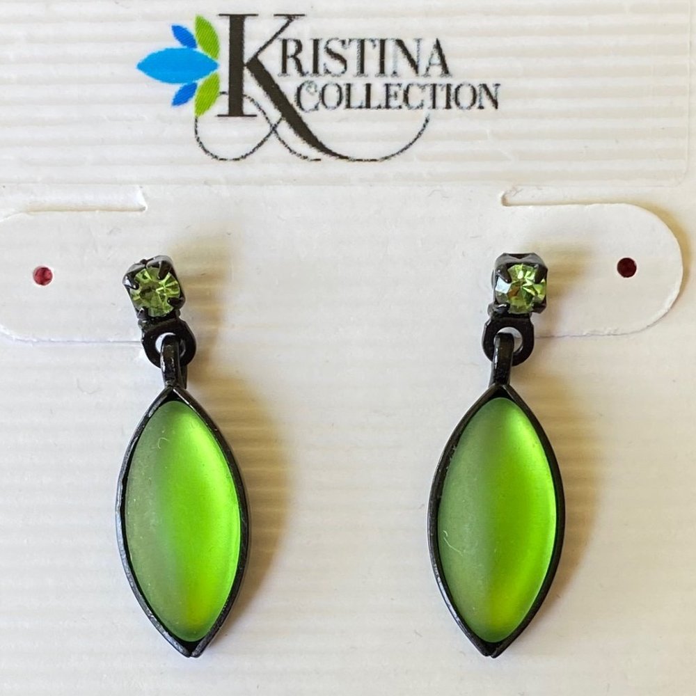 Kristina Collection Handmade Bohemian Glass Peridot Post Earrings
